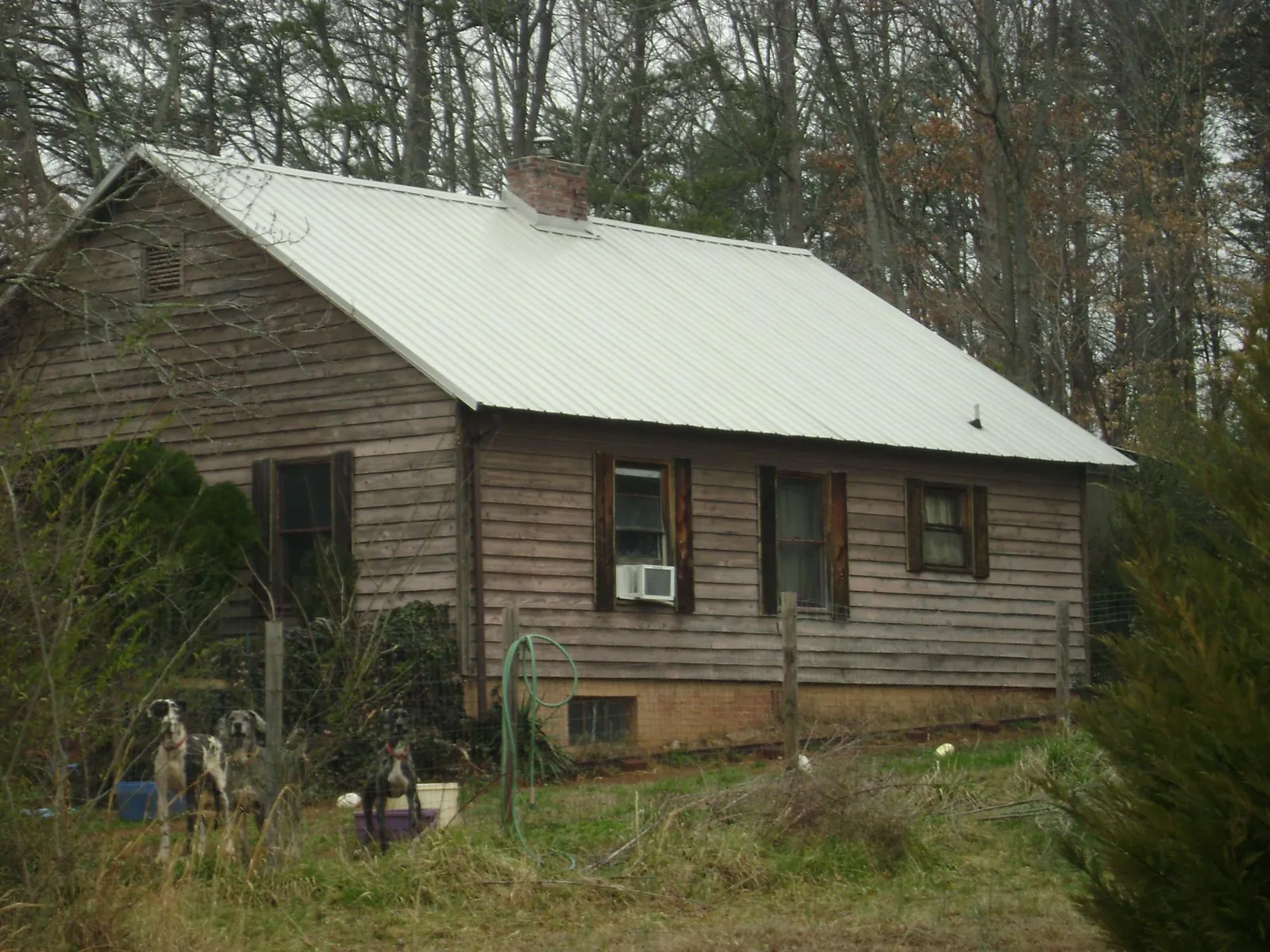 White metal roof on an old wood sided farmhouse, from a Asphalt Shingle Roof Repair job in Pataskala